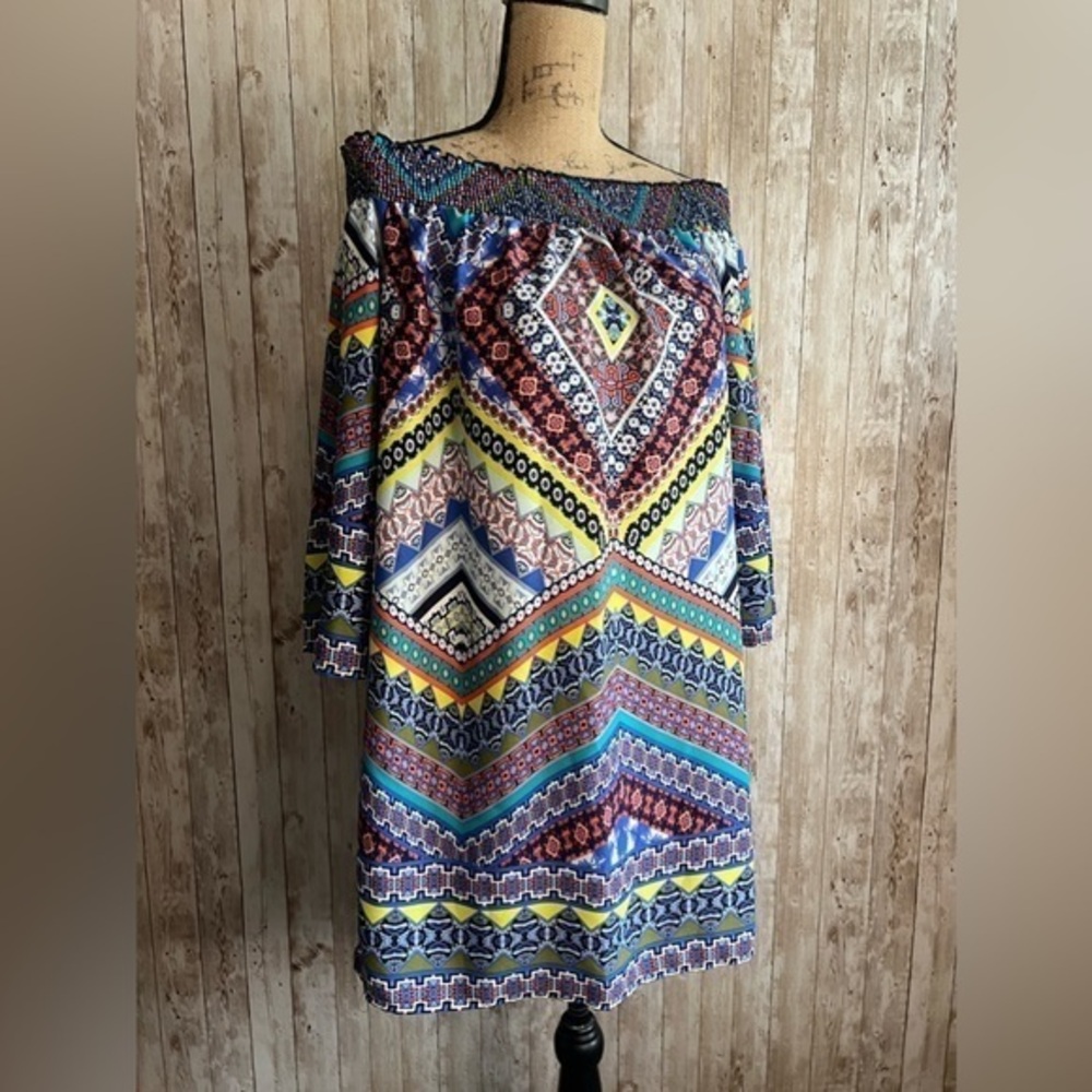 Bebop Navy Off Shoulder Bohemian Dress
